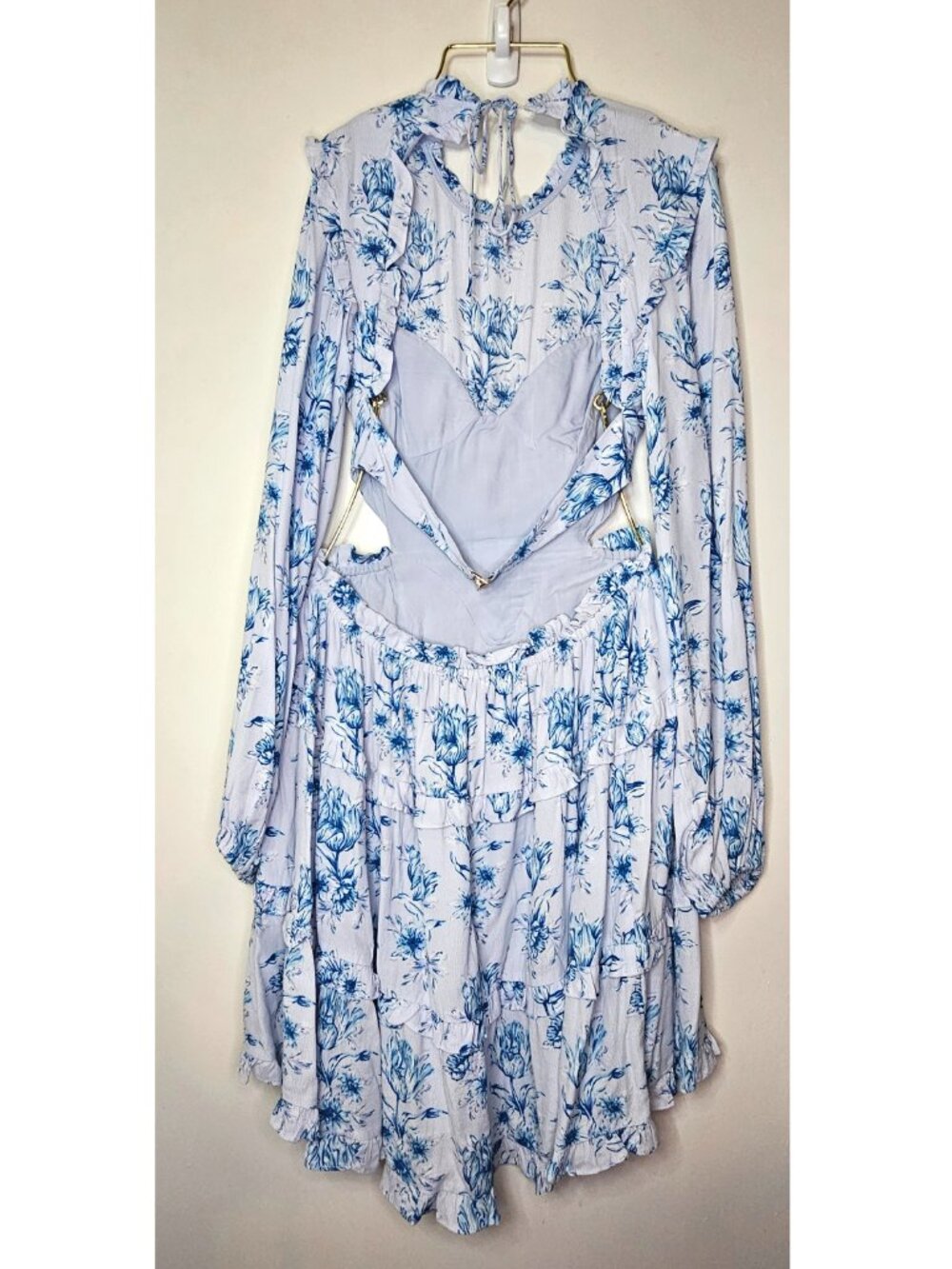 Sabo Cleo Floral Print Backless Corset Mini Dress  US4 Winter Tulip - Picture 4 of 14
